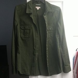 Army Green Button Up Collard Shirt